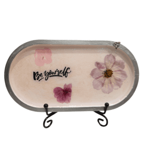 Decorative tray with flowers and "Be Yourself".